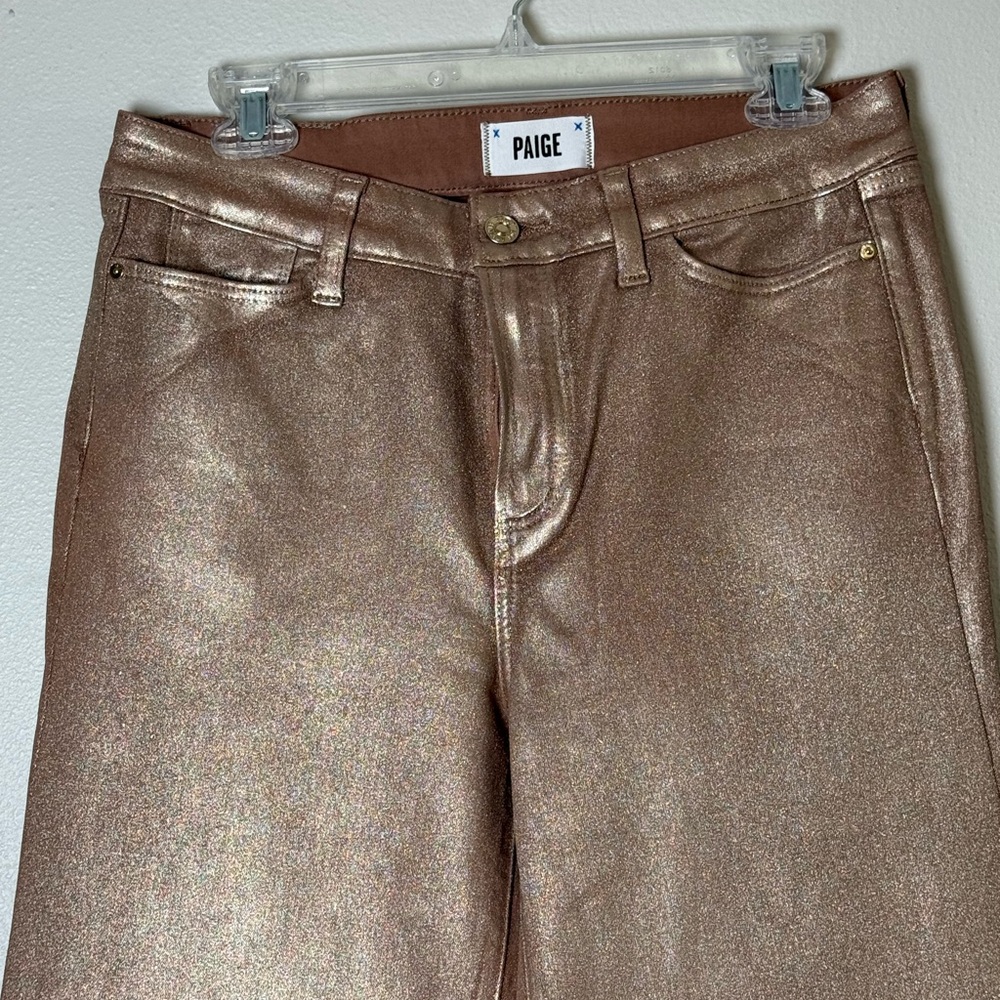 PAIGE Metallic Rose Gold Slim Jeans - Picture 2 of 5